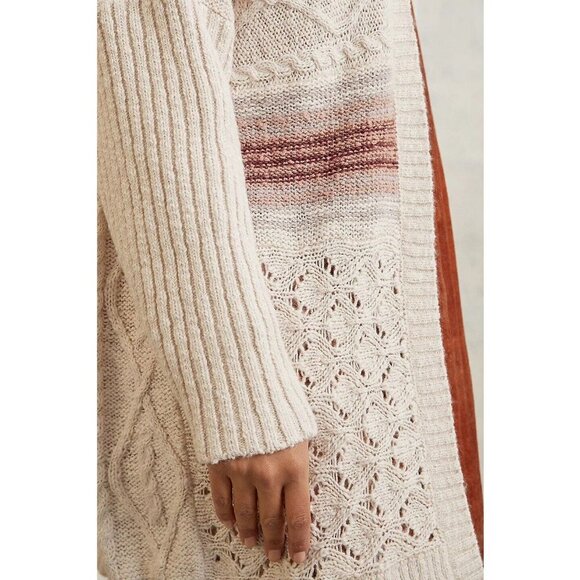 Anthropologie Pilcro Jemma Cable Open Knit Cardigan XS/S Longline Oversized $148 - Picture 3 of 16